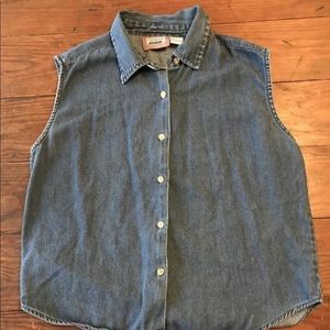 Sleeveless Denim Oxford